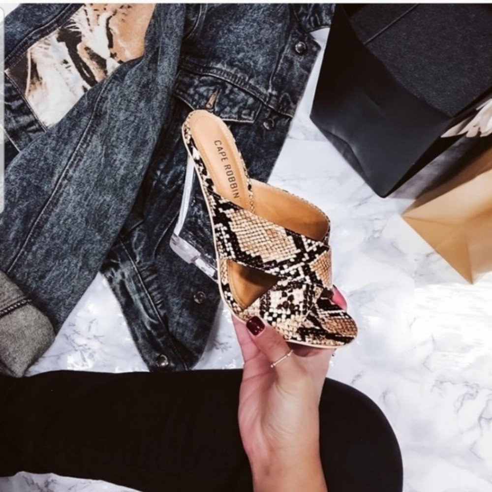 Clearance! Clear Wedge Heel OpenToe Slipon Mule
